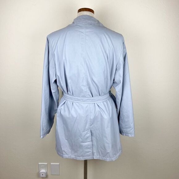 L.L. Bean Long Trench Waist-Tie Rain Jacket Overcoat - Light Gray - Picture 5 of 6